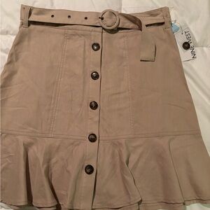 Nine West Beige Button-Front Skirt